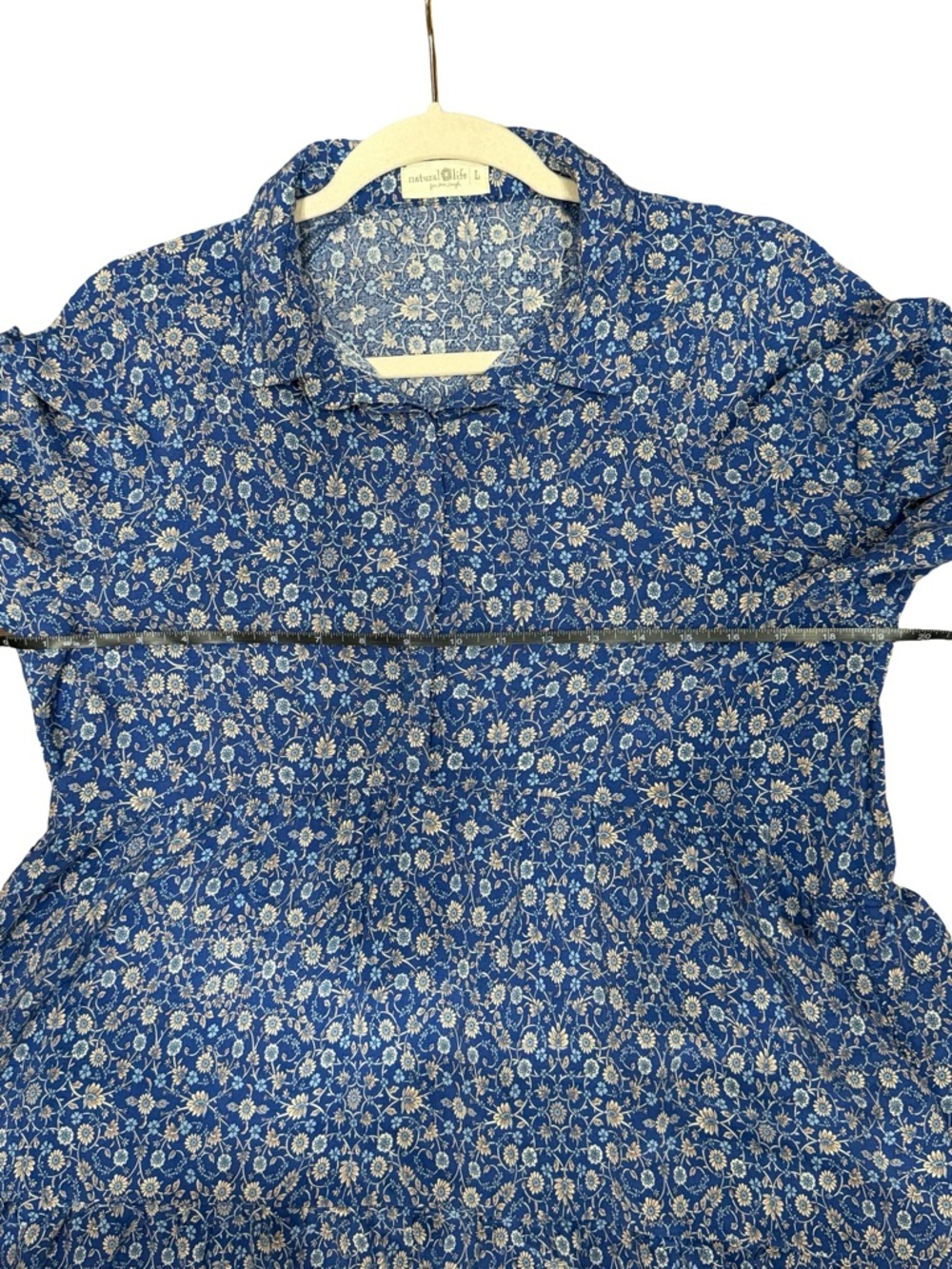 🌼 Natural Life Rebecca Midi Dress Blue Boho Cottagecore Size L - Picture 9 of 10
